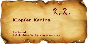 Klopfer Karina névjegykártya